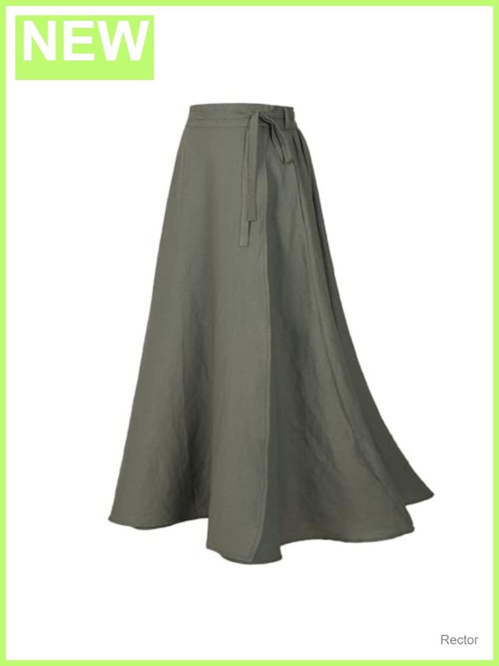Linen Maxi Wrap Skirt Lace Up Adjustable Waist Pockets A-Line